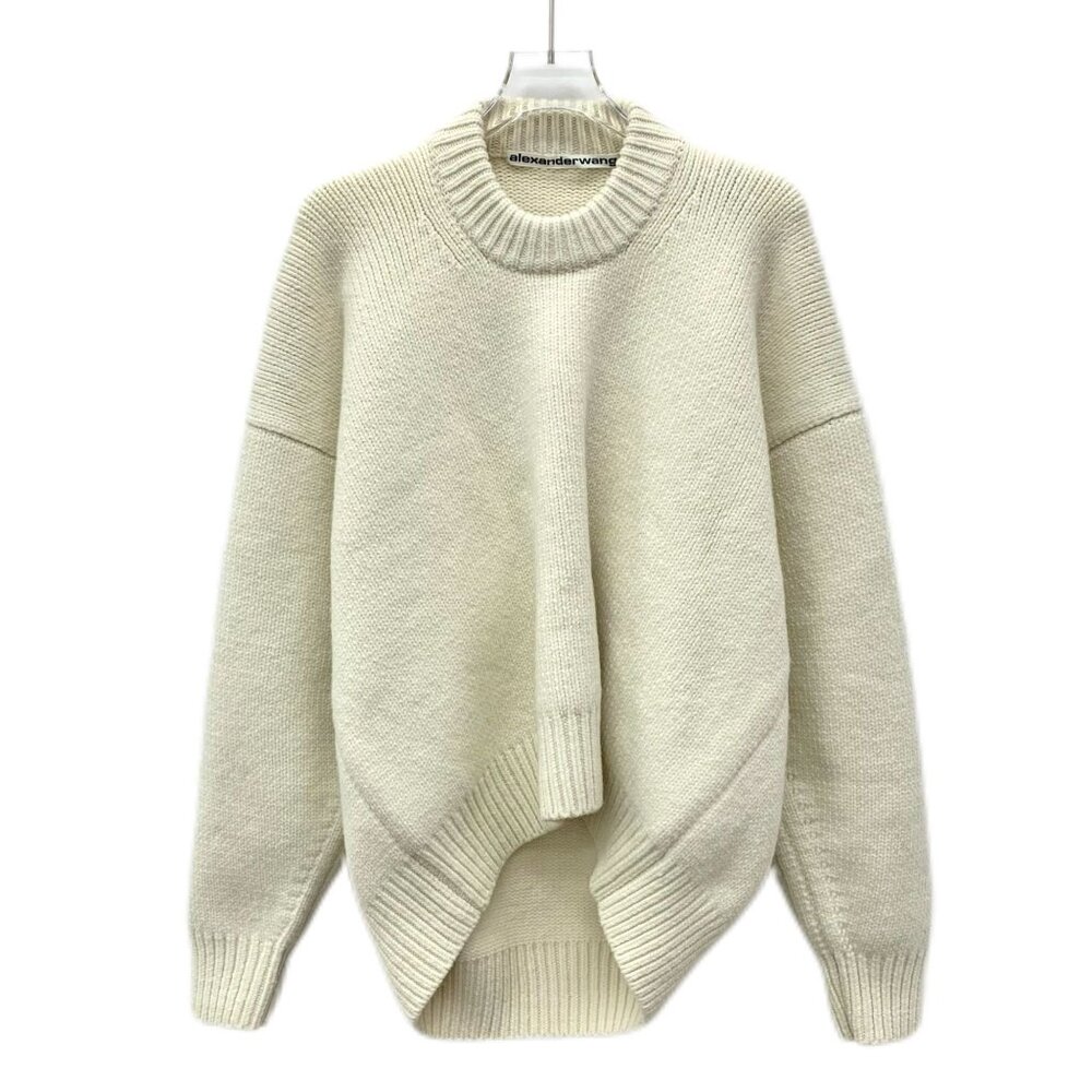 J16838 Alexander Wang Womens Cream Oversized Wool Blend Sweater